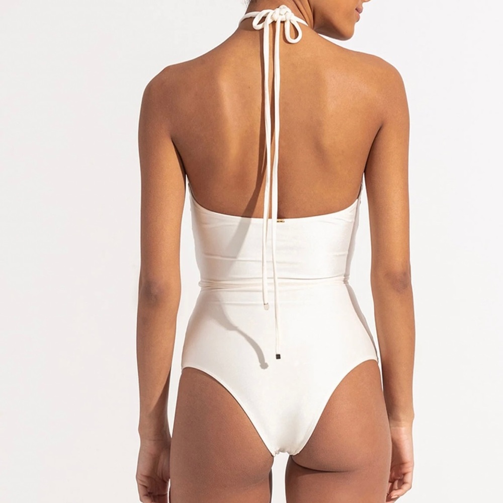 PatBO Cream Halter One Piece Swimsuit - Picture 3 of 7